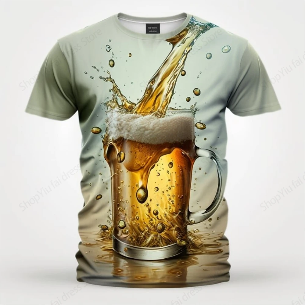 Men T Shirt Beer 3D Printed T-shirt Men Woman Fashion Casual Harajuku Oversized T-shirt Unisex Street Cool Tops Man Clothing - Image 2