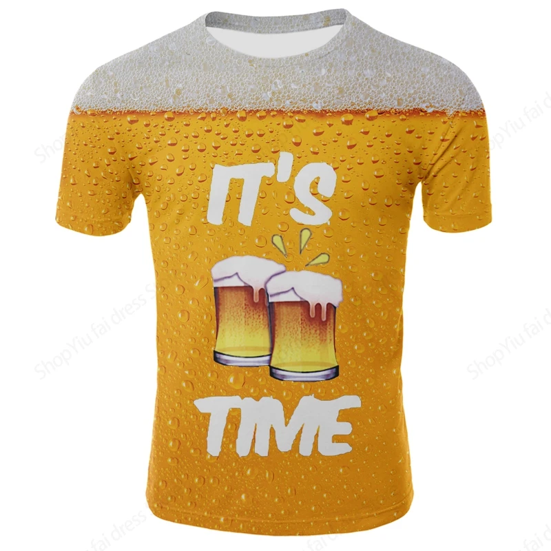 Men T Shirt Beer 3D Printed T-shirt Men Woman Fashion Casual Harajuku Oversized T-shirt Unisex Street Cool Tops Man Clothing
