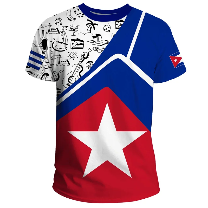 Fashion 3D Print Cuba Flag T Shirt Men Cuban National Emblem T-shirts Streetwear Short Sleeve Oversized Tees Summer Top Clothing - Image 3